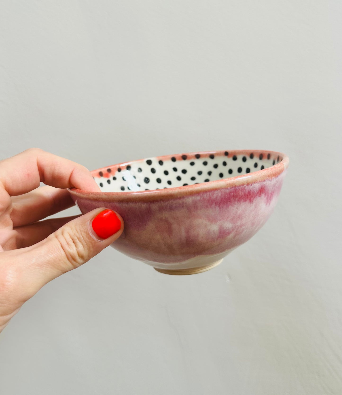 Small Cereal Bowl - Pink & Spotty