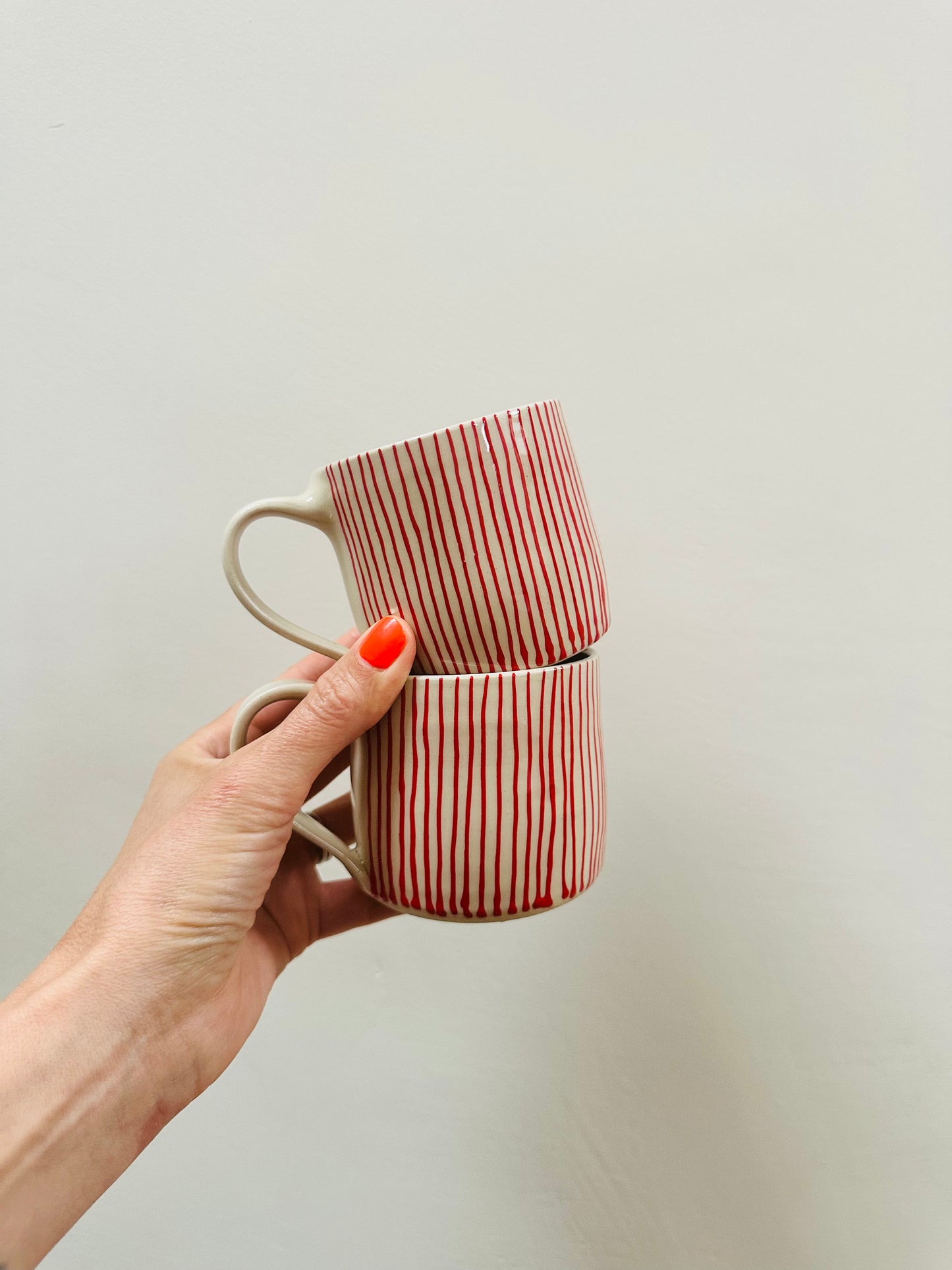 Wonky Stripes Mug - red