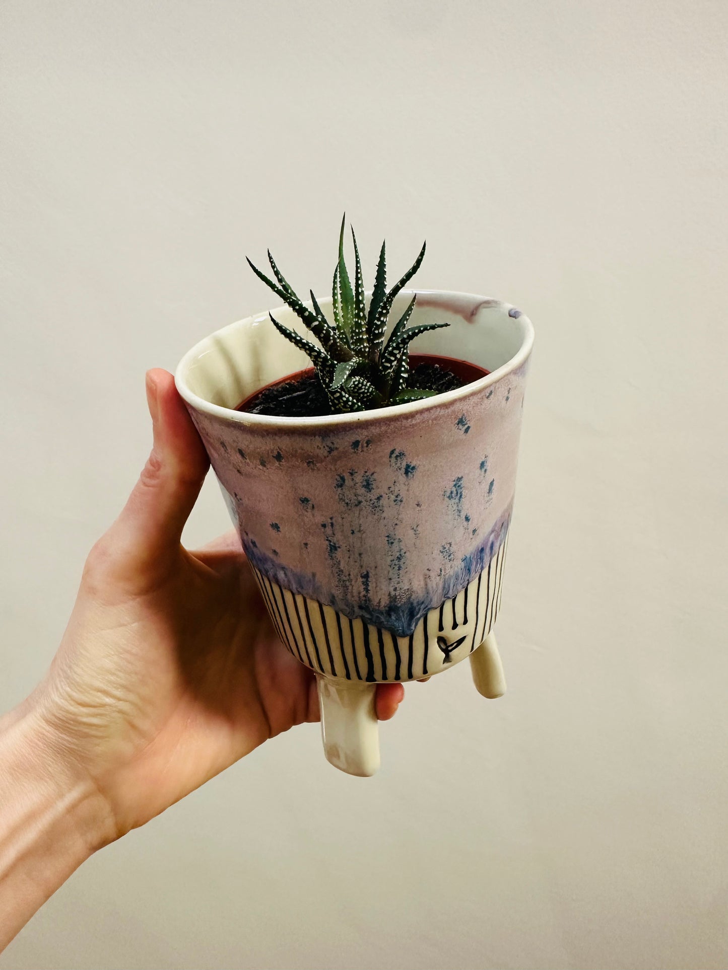 Small Leggy Planter - purple stripe
