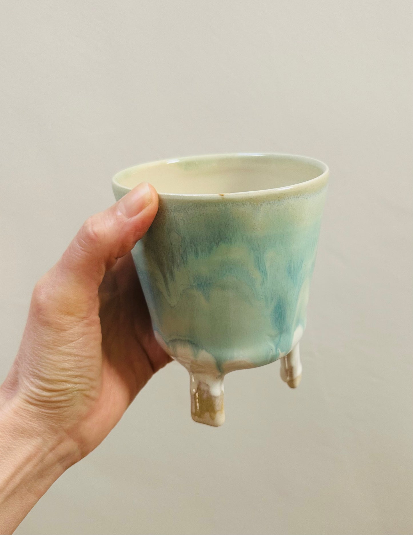 Small Leggy Planter - Drippy Aqua